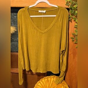 Double Zero Mustard V-Neck Top